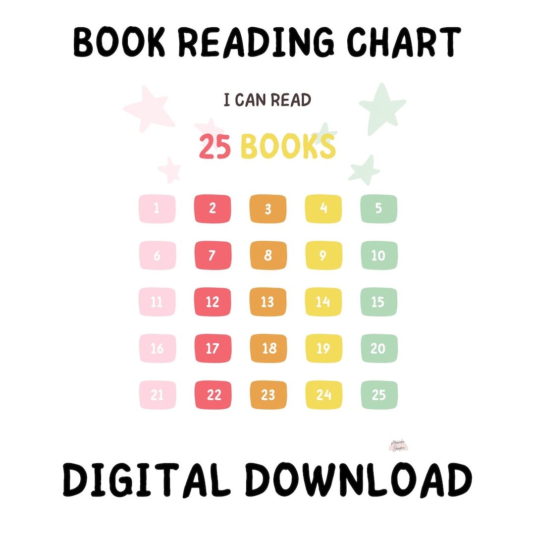 25 Book Reading Chart, Reading Chart for Kids, Reading Log Tracker - Etsy