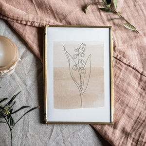 Lilly of the Valley Print | May Birth Flower | Floral Wall Art | Botanical Art Print | Birth Flower Art | Bookshelf Decor | Digital Download