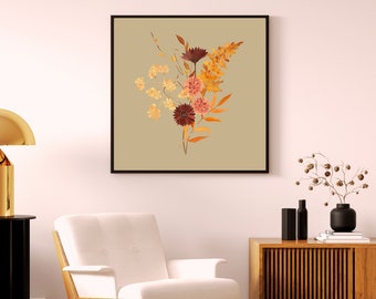 Fall Floral Art Print: Rustic Autumn Botanical Decor (PDF & JPG)