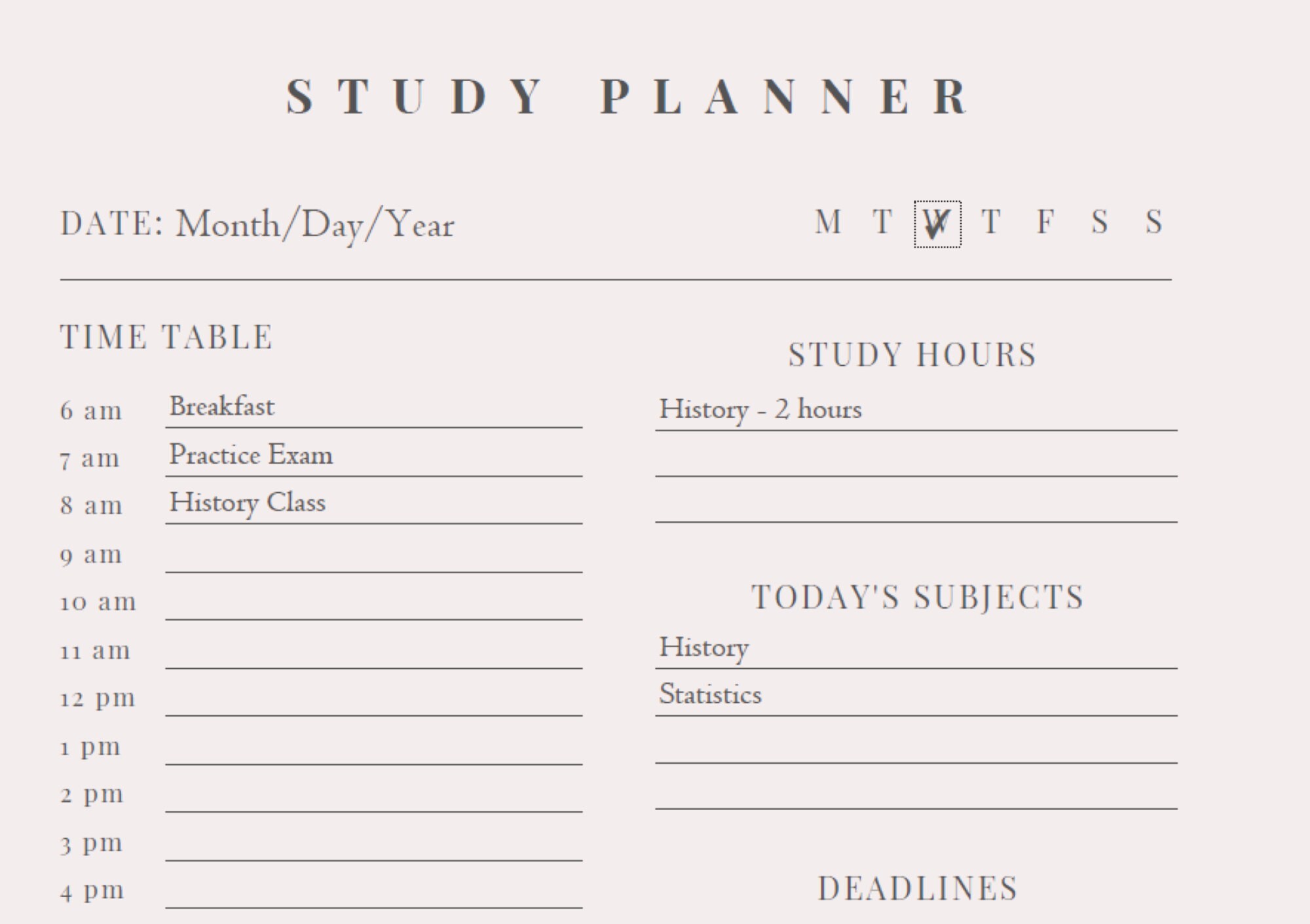 Study Planner Sheet | Assignment Tracker | Assignment Planner | Hourly ...