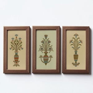 Art Deco Floral Triptych Wall Art: Vintage Botanical Prints (Instant Download)