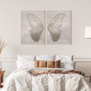 Butterfly Wing Print Set: Neutral Wall Art (Instant Download)
