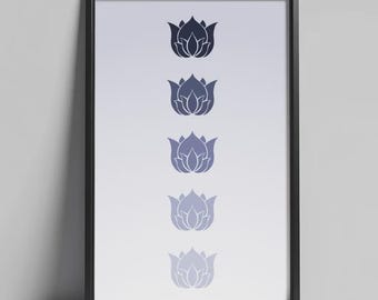 Blue Lotus Flower Print: Zen Yoga Wall Art (Instant Download)