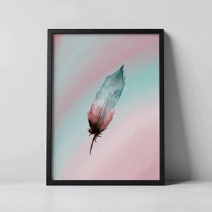 Feather Wall Art | Feather Art Print | Feather Poster | Boho Wall Art | Boho Home Decor | INSTANT DOWNLOAD