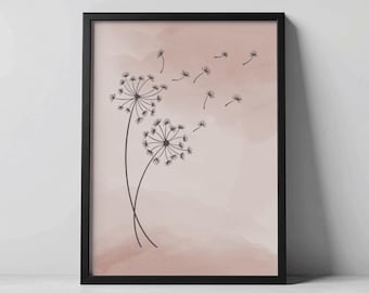 Dandelion Line Art Print: Minimalist Floral Wall Decor (Instant Download)