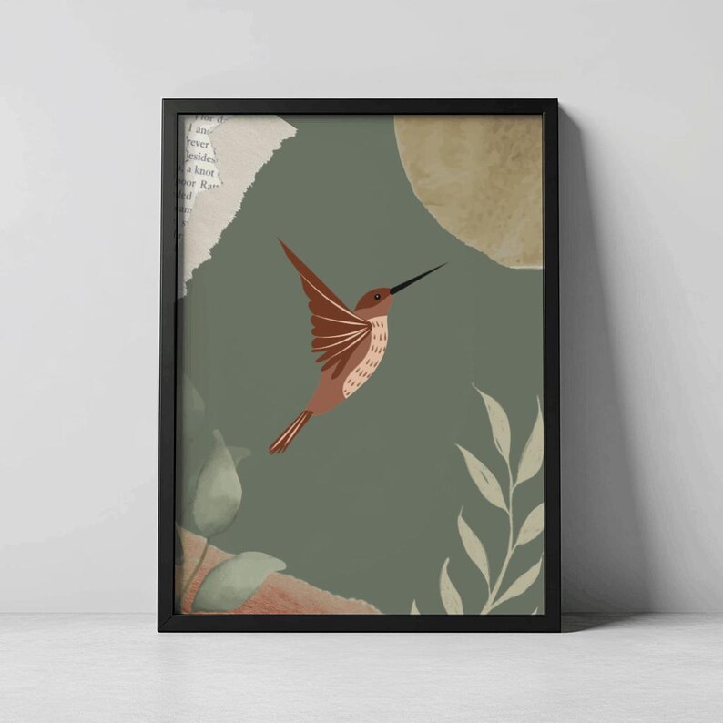 Modern Hummingbird Art Print: Nature Wall Decor (instant Download) - Etsy