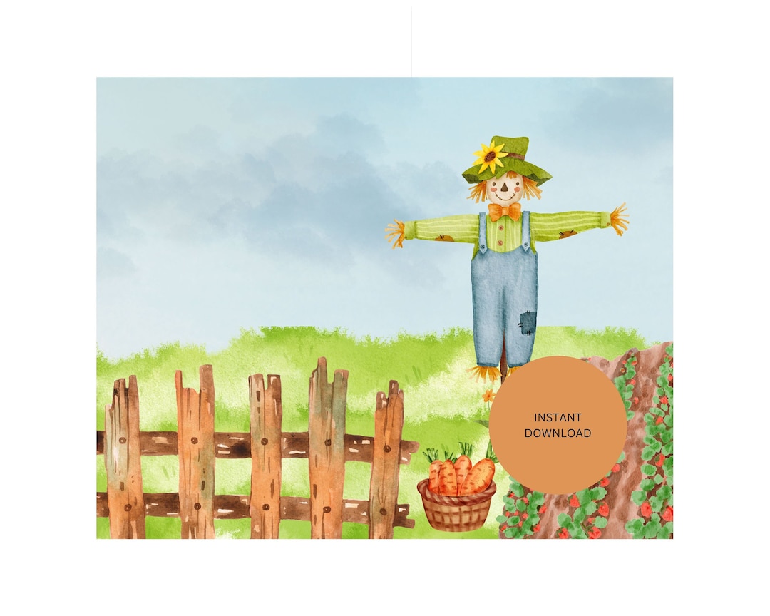 Scarecrow Art Printable 16 X 20 Warm Bright - Etsy