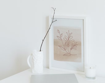 Honeysuckle Line Art Print: June Birth Flower, Botanical Decor (Instant Download)