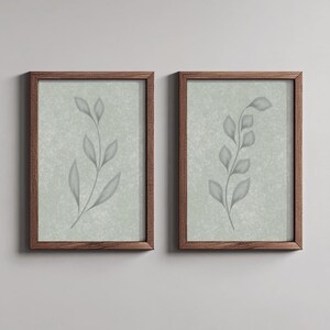 Sage Green Botanical Prints: Calming Leaf Wall Art (Instant Download)