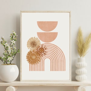 Boho Abstract Pink Digital Print | Mid-Century Abstract Art | Mid Century Modern | Mid Century Floral | Retro Floral | INSTANT DOWNLOAD