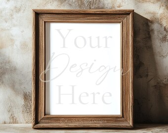 Rustic Frame Mockup: Vertical 8x10 PSD, Artwork Display (Digital Download