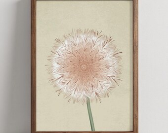 Watercolor Dandelion Print: Warm Earth Tones, Boho Wall Art (Instant Download JPEGs)