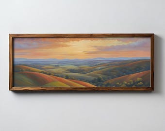 抽象風景画 | パノラマ風景ウォールアート | ジャパニーズウォールアート | 水平ウォールアート | 寝室の壁装飾 | デジタルダウンロード