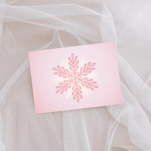 Winter Greeting Card | Holiday Greeting Card | Festive Pink Snowflake Card | Christmas or New Year&#39;s Greetings | INSTANT DOWNLOAD