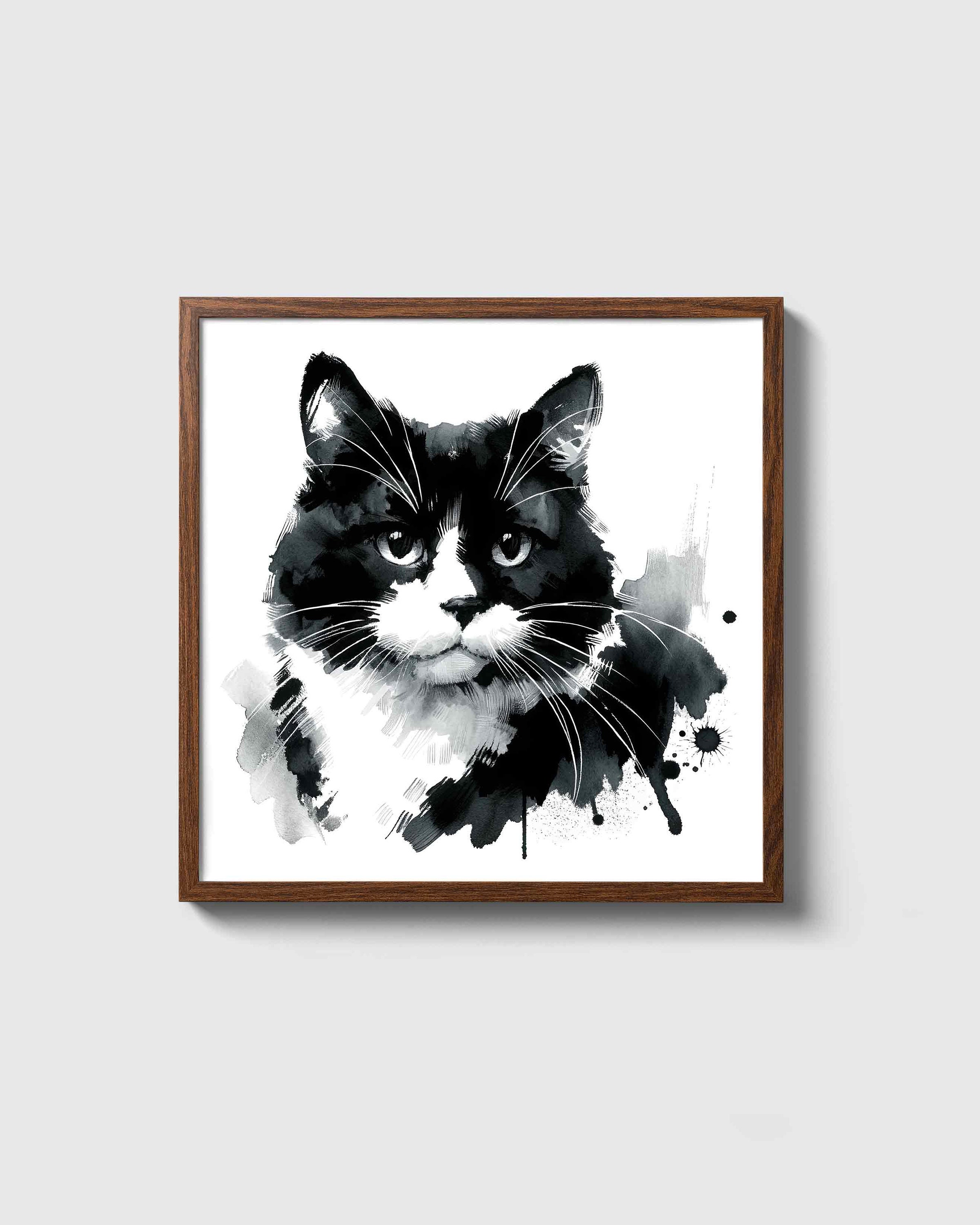 Elegant Black and White Tuxedo Cat - Monochrome Sophisticated Feline ...