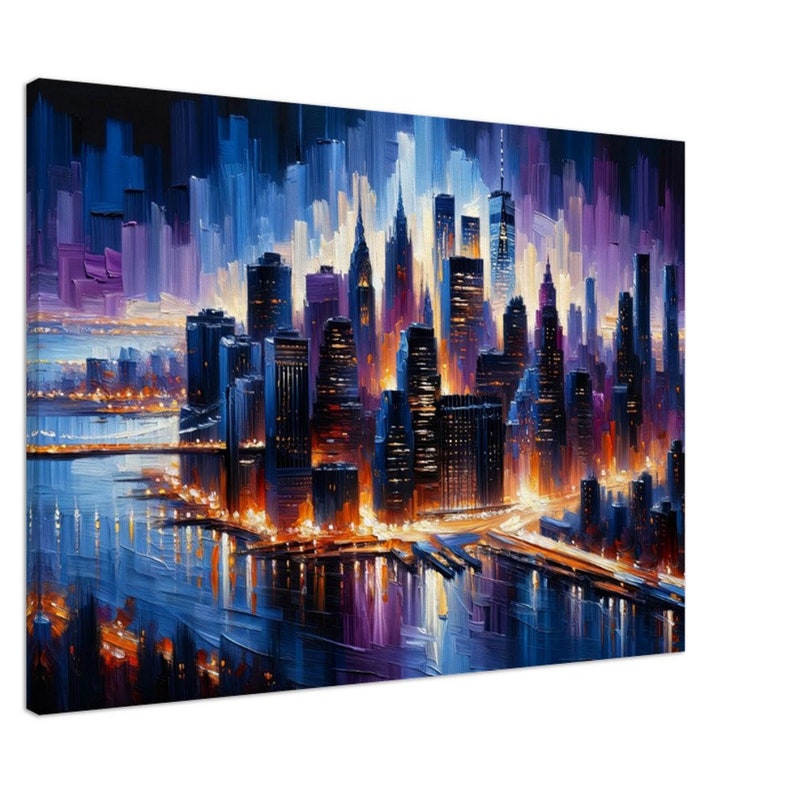 Manhattan Skyline Art Print, Abstract City Vibrance, New York Canvas ...