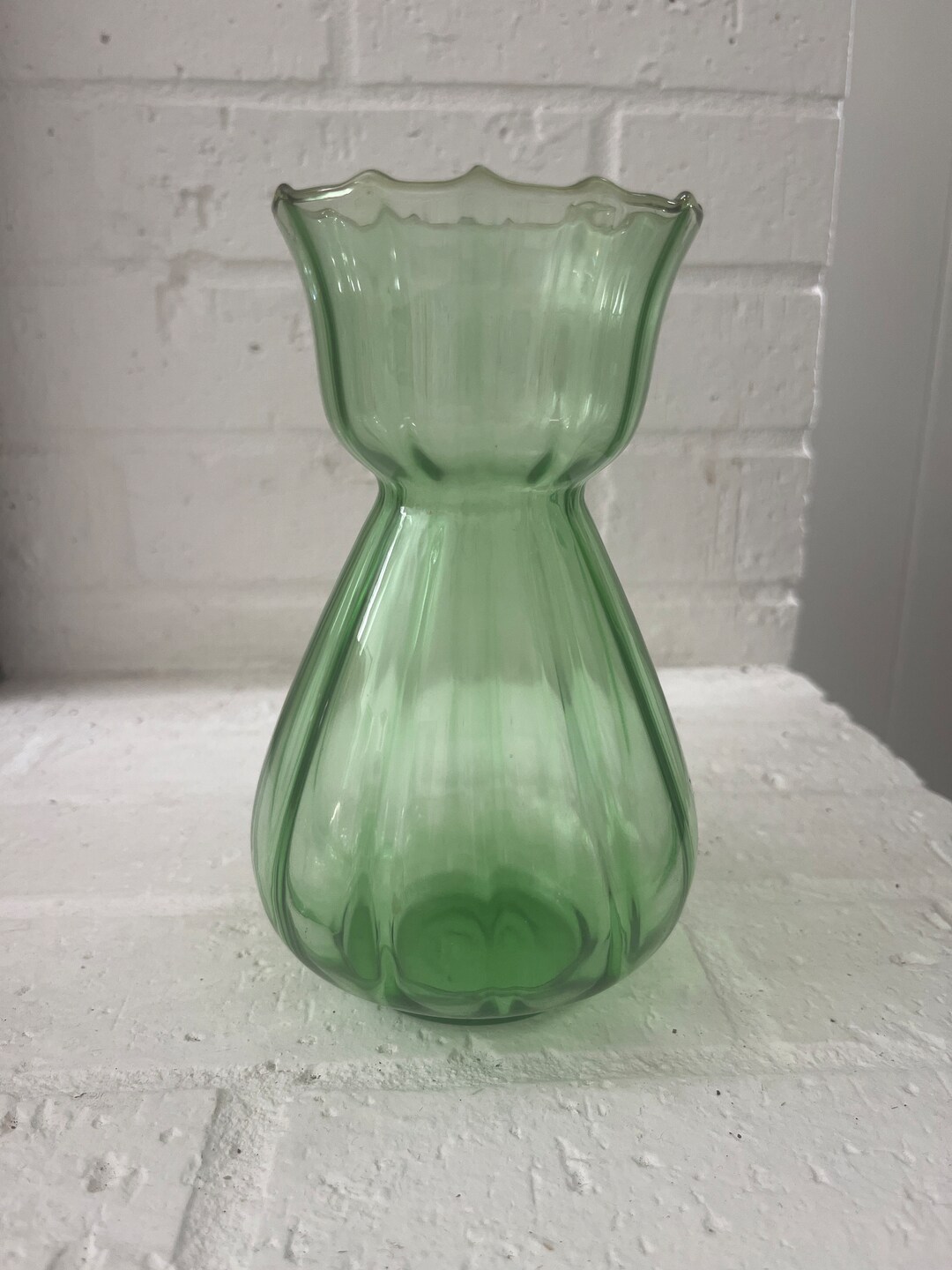 Green Glass Bulb Vase Etsy