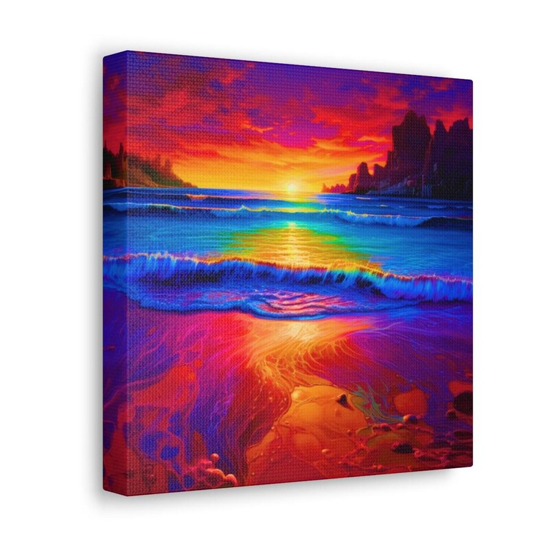 Neon Beach Ocean and Beaches Canvas Wall Art Etsy