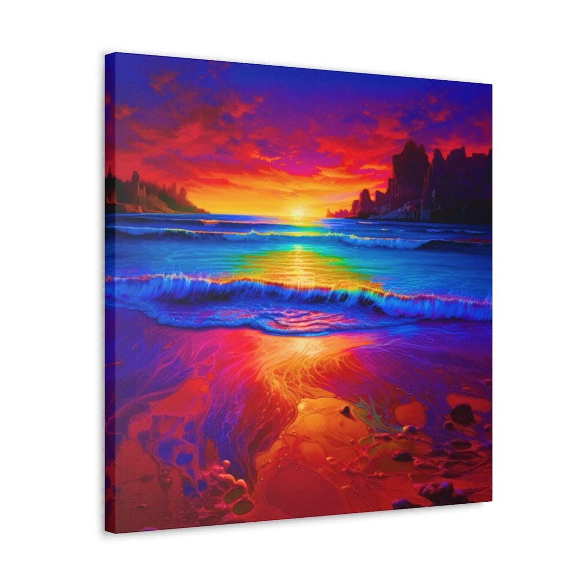 Neon Beach Ocean and Beaches Canvas Wall Art Etsy