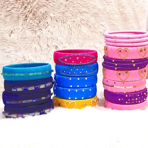 Silk Thread Bangle Set.  Handmade Indian Jewelry, Size 2.5 For Festival, Puja