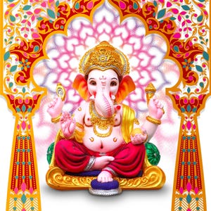 Lord Ganesha Wall Art: Hindu Decor, Ganesh Chaturthi Gift (8.3x11.7&quot;)