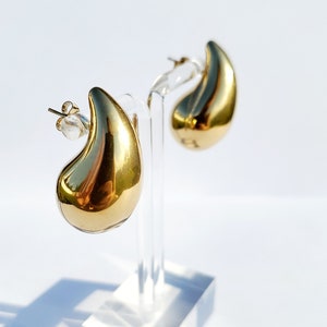 18k Gold Plated Kylie Teardrop Stainless Steel, Chunky Vintage Earrings