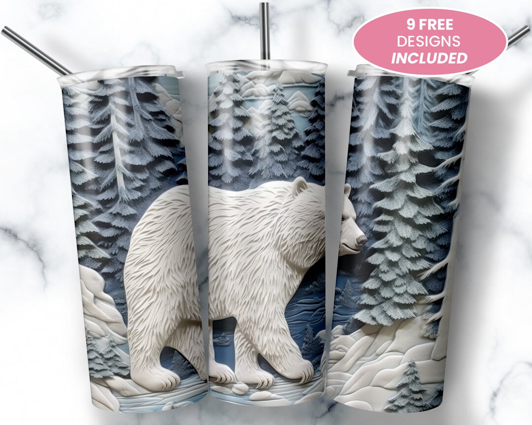 3D Bear Forest 20 Oz Skinny Tumbler, Sublimation Design, Digital ...
