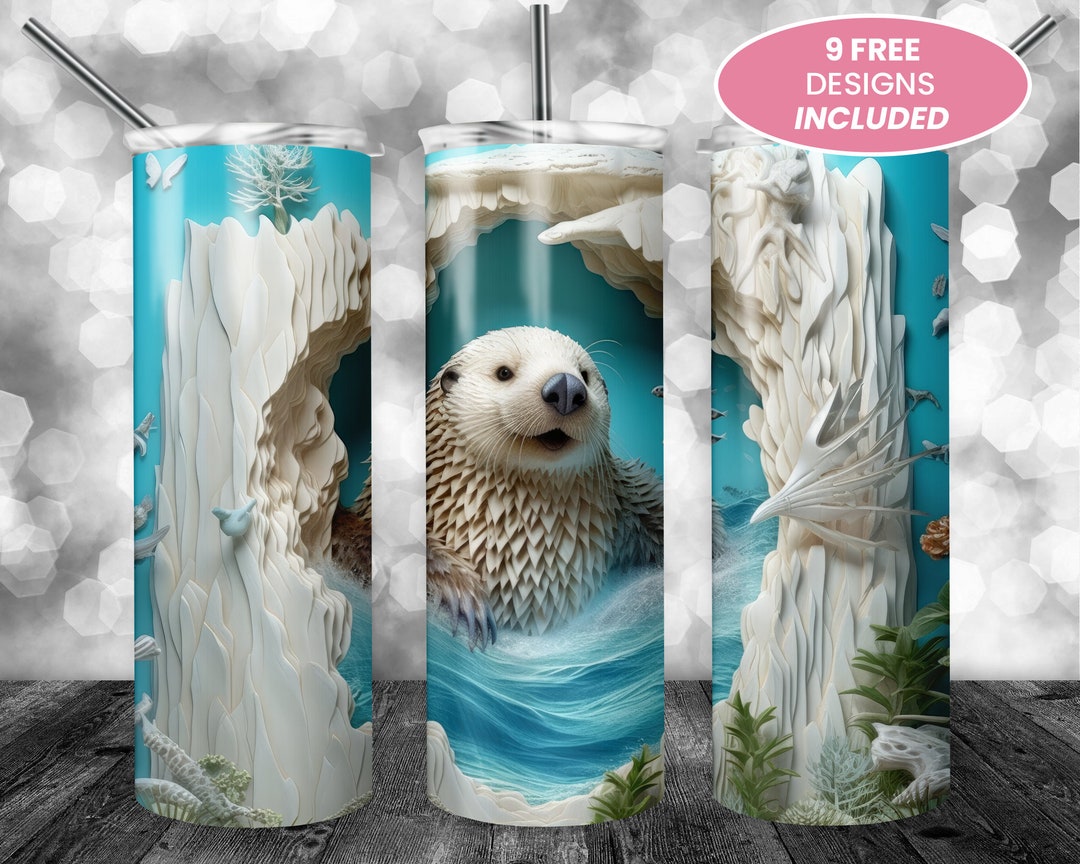 3D Sea Otter Beach Hole 20 Oz Skinny Tumbler Sublimation - Etsy