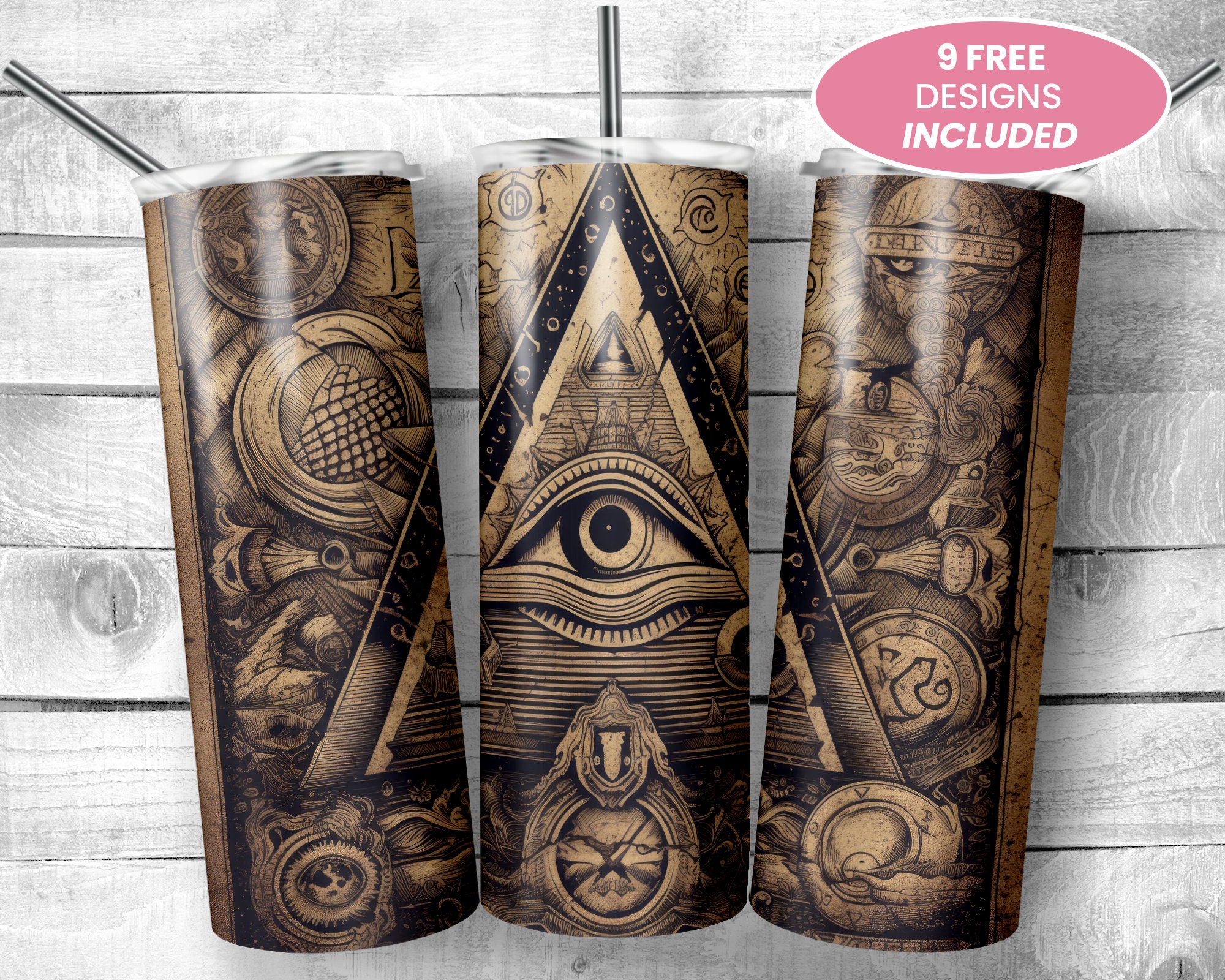 Evil Eye Conspiracy Triangle 20 oz Skinny Tumbler Sublimation Design  Sublimation Tumblers Graphic Digital Download PNG Instant Download