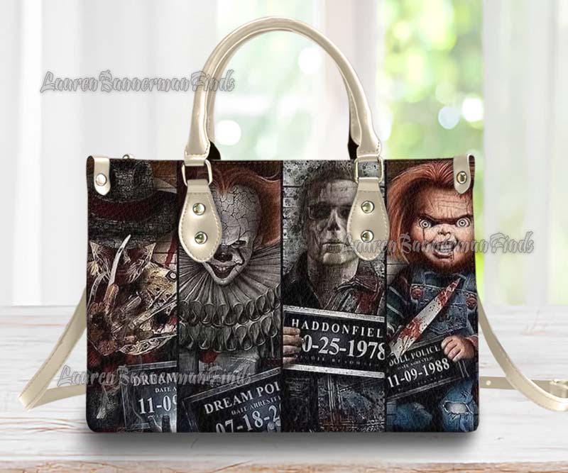 Discover Halloween HandBag, Halloween Leather PU Handbag, Horror Movie Characters Bag, Woman Shoulder Bag, Crossbody Bag, Movie handbag