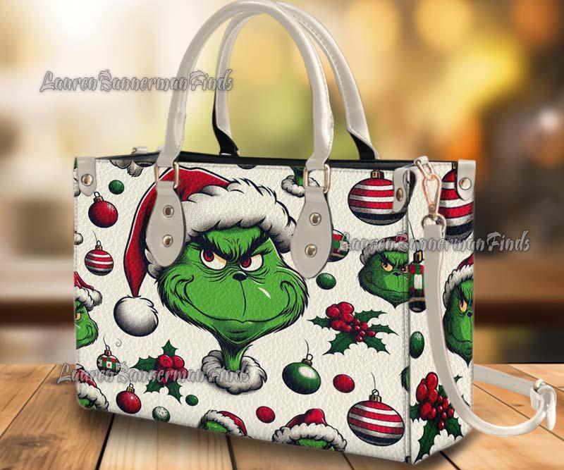 Discover funny character Christmas Leather Bag, funny character Lover's Handbag, Leather Bag, Woman Handbag, Shopping Bag, Chrismas Gifts