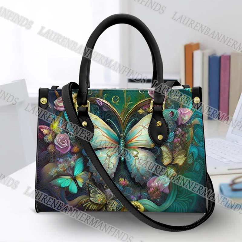 Butterfly Leather Bag, Butterfly Lover's Handbag, Custom Leather Bag