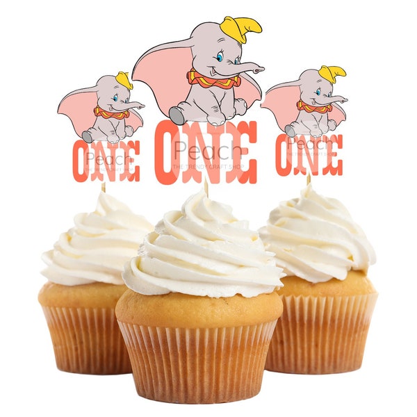 Dumbo Custom Cupcake Toppers, Dumbo First Birthday, Dumbo Birthday Party, Cupcake Toppers, Circus Cupcake Toppers, Carnival Cupcake Toppers.