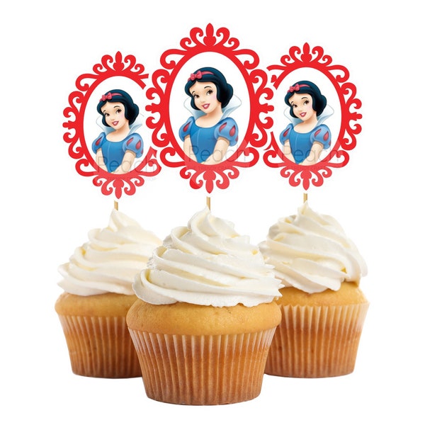 Snow White Cupcake Toppers, Snow White Toppers, Snow White Birthday Party, Princess Birthday Party, Snow White Birthday Party.