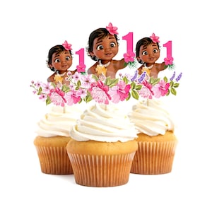 Baby Moana Cupcake Toppers, Baby Moana Birthday, First Birthday Party, Cupcake Toppers, Personalized Cupcake Toppers, Baby Moana Decor.