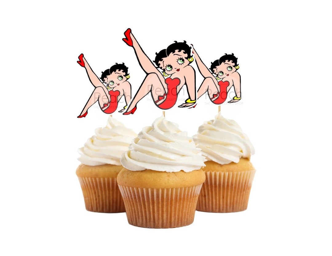 Betty Boop Cupcake Toppers, Bachelorette Cupcake Toppers, Bridal Shower ...