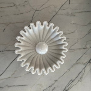 Scalloped Marble & Brass Sconce
