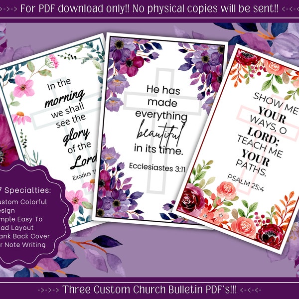 Printable Church Bulletin Cover Beautiful Floral Download Events Bible Verse PDF