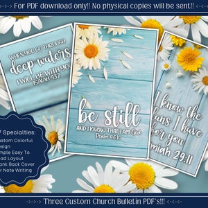Couverture imprimable du bulletin d’église Rustic Daisy Wood Télécharger les événements Bible Verse PDF Isaiah Jeremiah Psaume Carte de vœux Affiche Photo