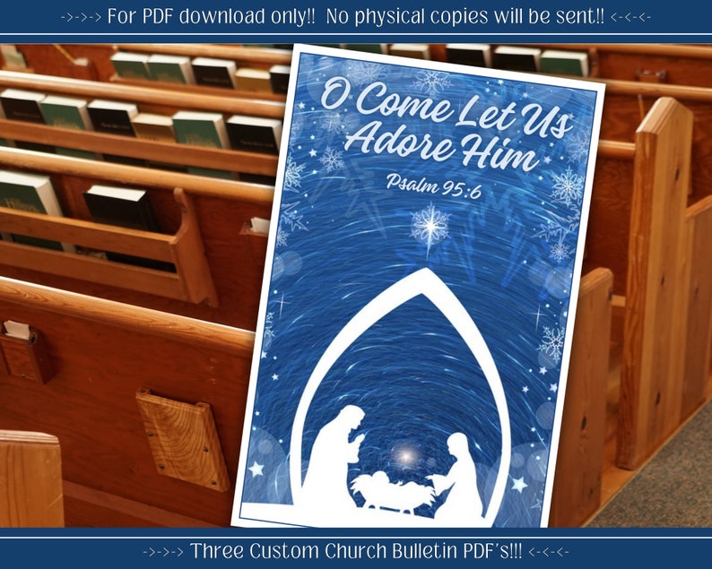 Printable Church Bulletin Cover Christmas Winter Download Events Bible ...