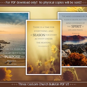 Couvertures de bulletins imprimables de beaux paysages Télécharger des événements Versets de la Bible Nature Cartes de voeux PDF Plage Montagnes Floral Couleur