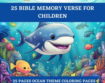 Bible Verse Coloring Pages - Christian Memory Verse - Scripture Colouring Sheets for Kids and Adults - Ocean Theme Printable  Download