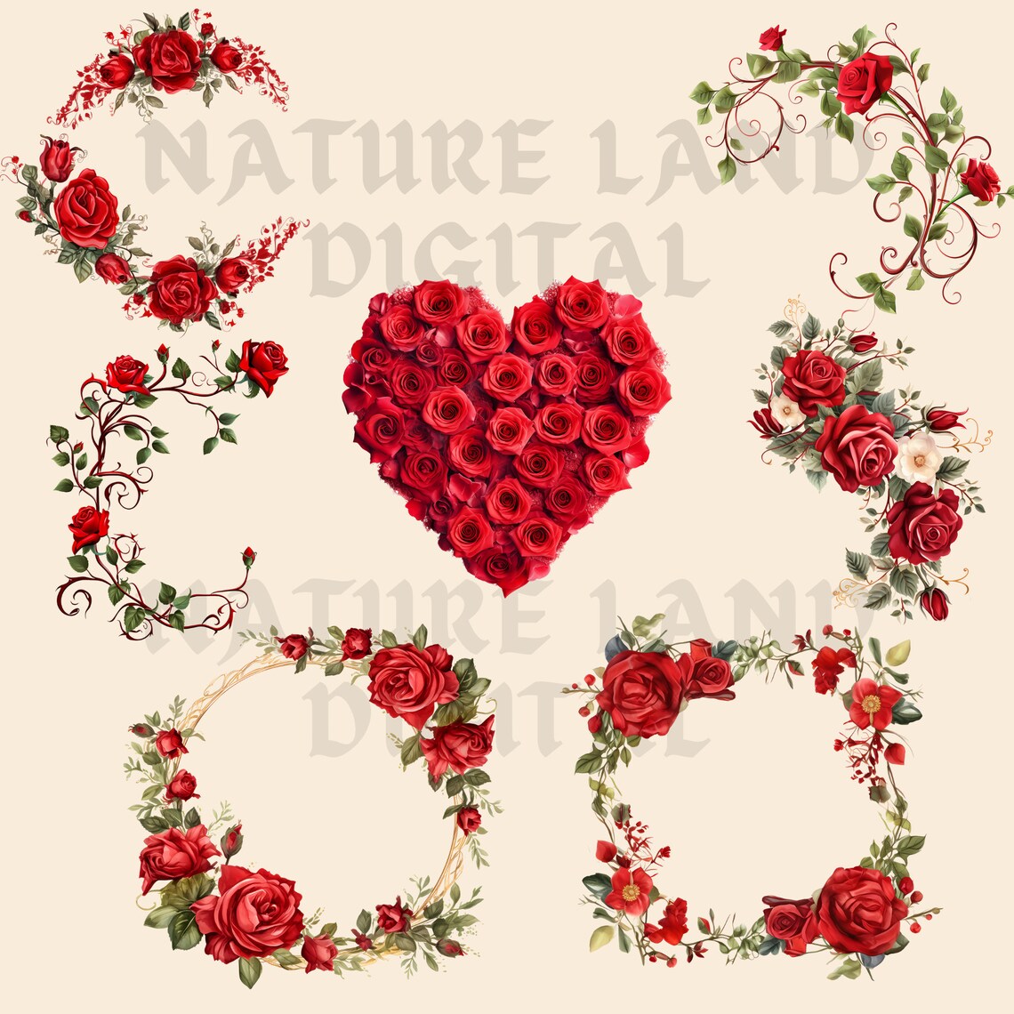 Red Roses Clipart - Elegant Floral Designs -PNG Clip Art Printable ...