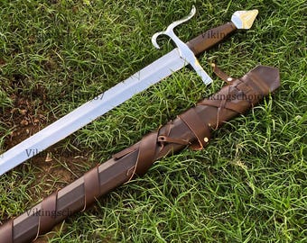 Handmade Medieval sword, cosplay wedding sword high carbon steel Longsword with scabbard, Anniversary gift,