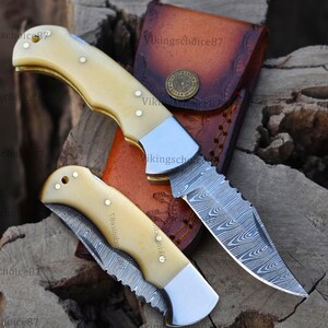 Handmade Damascus steel pocket folding knife, Fold blade, Camping pocket knife, anniversary gift for husband, birthday gift for boyfriend