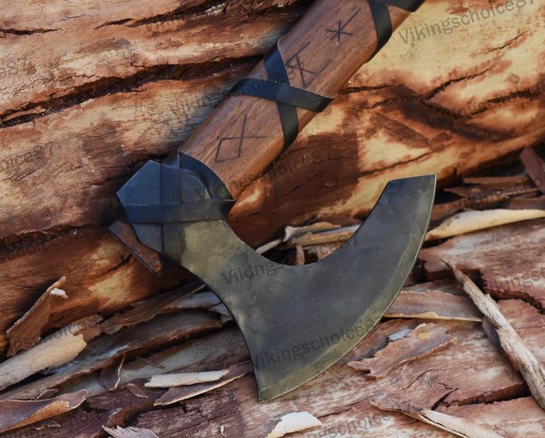 Viking King Ragnar Axe, Beautiful Black Axe ,Camping Axe, Hand forged Axe, Ragnar axe With Leather Cover,valentine's day Gift,Birthday gift. image 7
