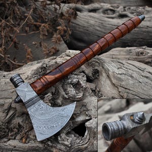 King Viking Ragnar Axe, tomahawkyxa, campingyxa, damaskusstålyxa, Ragnar-yxa med läderöverdrag, alla hjärtans dag-födelsedagspresent