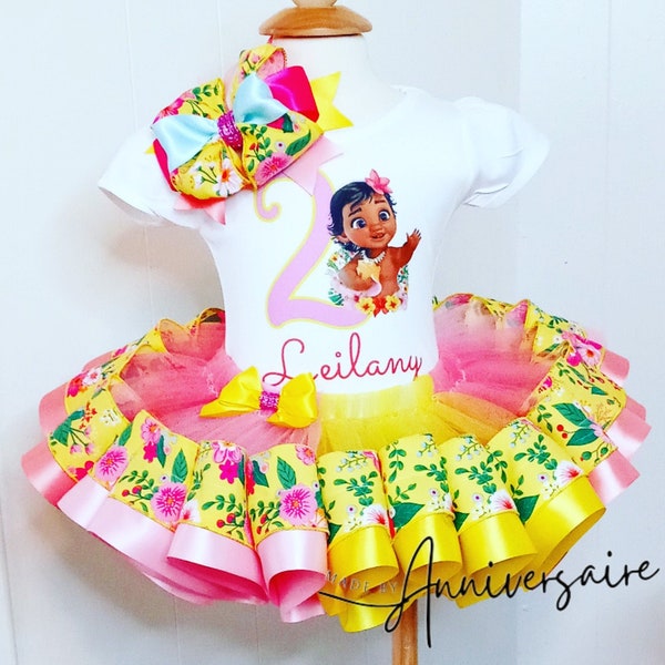 Baby Moana First Birthday Tutu - Moana Birthday Outfit - First Birthday Dress - Birthday Ribbon Tutu - Princess Moana Birthday - Princess