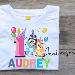 Blue and friend Custom Personalized Birthday Shirt - Blue dog Birthday T-Shirt - Blue dog Shirt - Birthday Girl Shirt - Blue dog birthday