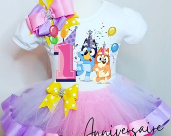 Bluey and Bingo Custom Personalized Birthday Tutu outfit set - Bluey Birthday tutu - Bluey tutu - Birthday Girl Shirt - Blue dog birthday